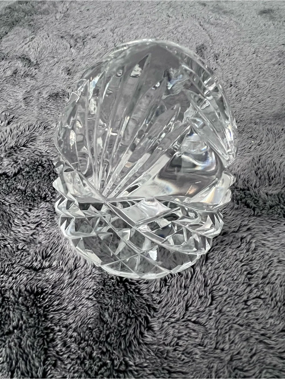 Vintage Heavy Cut Crystal Starburst Fan Design Paperweight